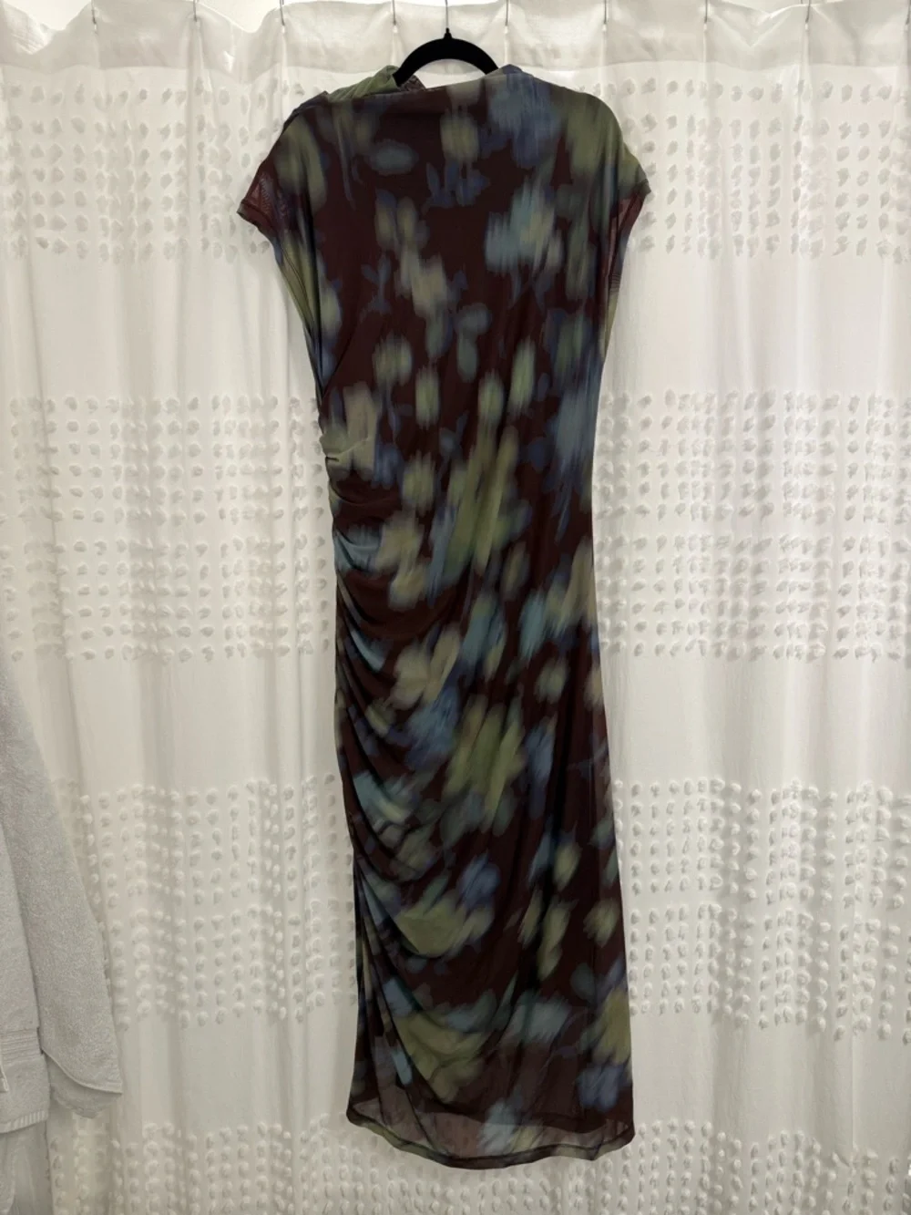 Anthropologie Black Midi Dress with Blue and Green Floral Print - Picture 9 of 9
